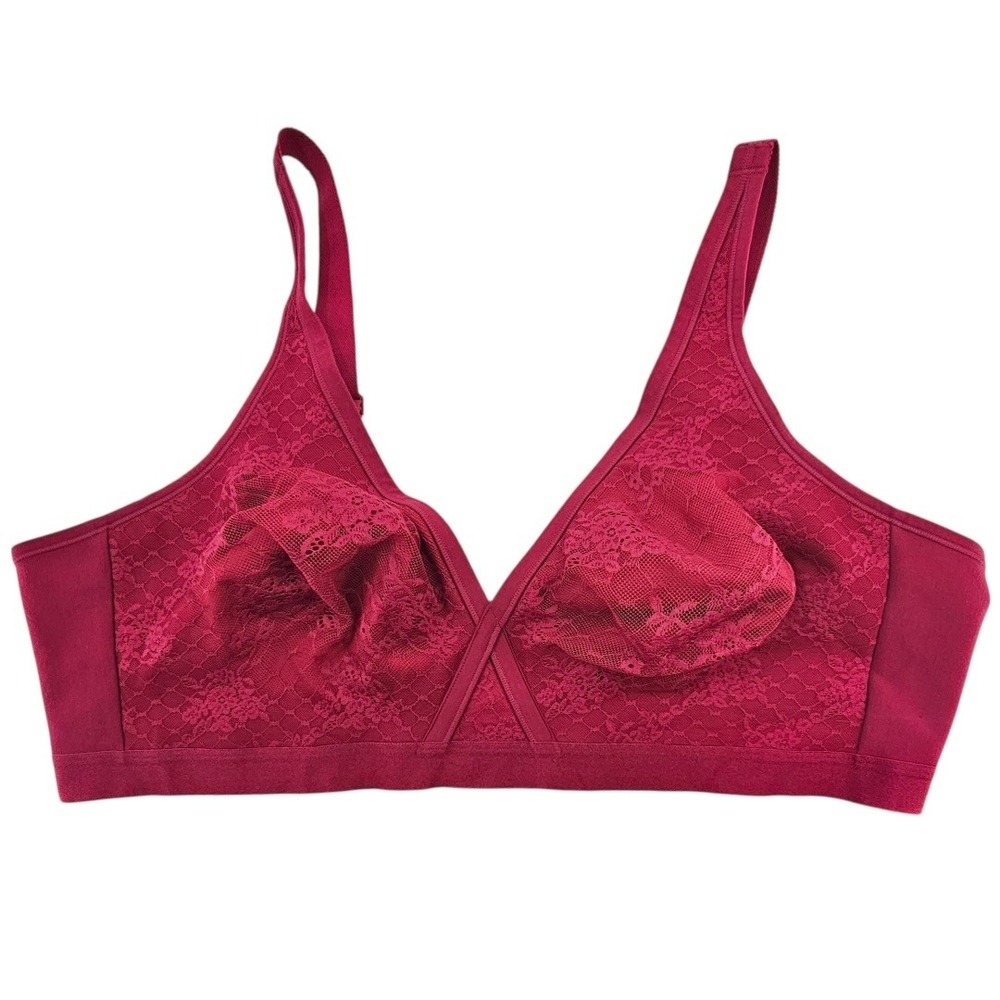 Cacique Deep‎ Pink Womens 50D Unlined Full Coverage No Wire Lace Bra